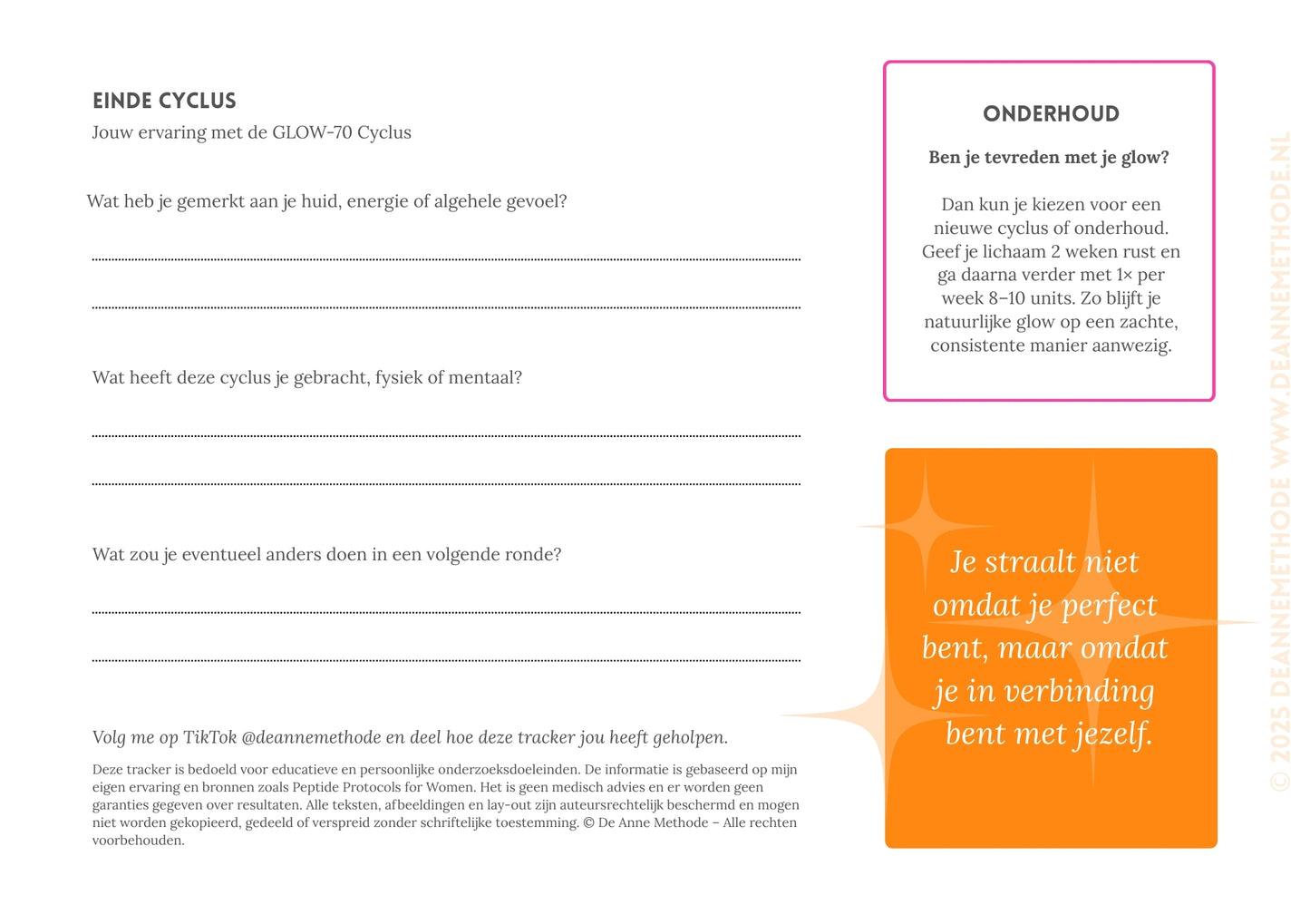 Glow-70 Cyclus Gids & Weektracker